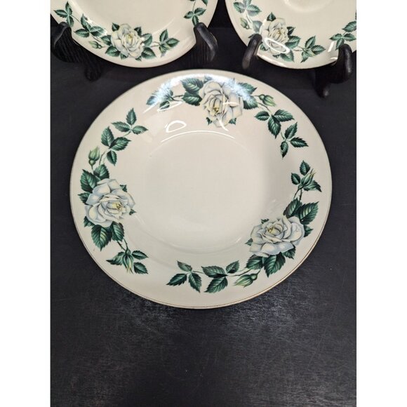 Vntg Homer Laughlin Eggshell Nautilus White Rose 1 Saucer 1 Bread Plate 1 Bowl - Picture 5 of 10